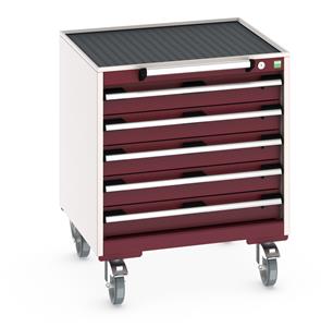 40402027.** Bott Cubio 4 Drawer Mobile Cabinet with external dimensions of 650mm wide x 650mm deep  x 785mm high. Each drawer has a 50kg U.D.L. capacity with 100% extension and the unit also features drawer blocking and safety interlocks....